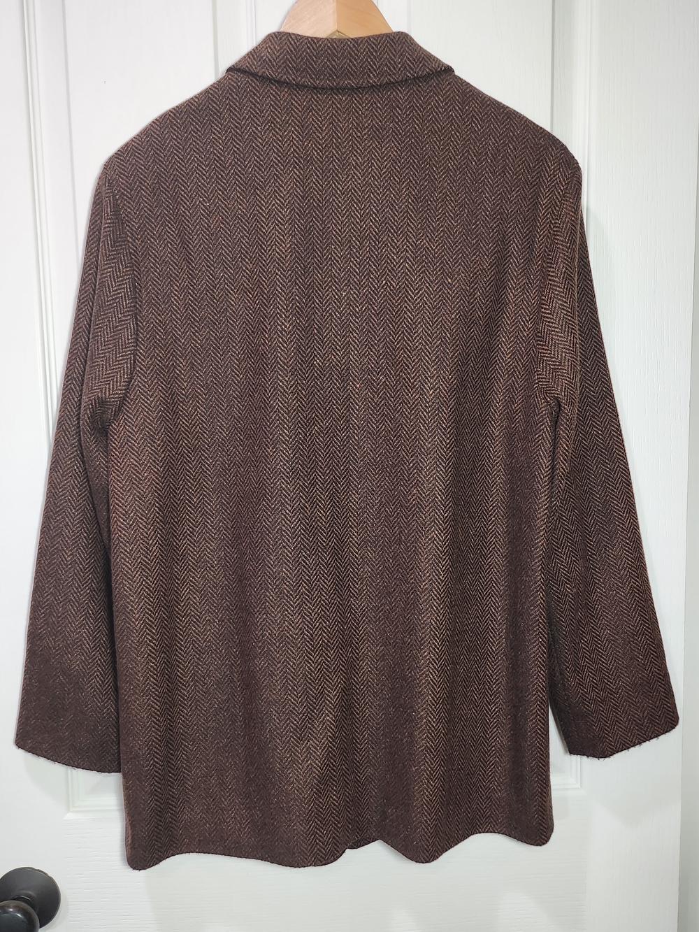 Vintage 90s Benetton Wool Herringbone Blazer Brown Size 6 Made In Italy - Picture 6 of 15